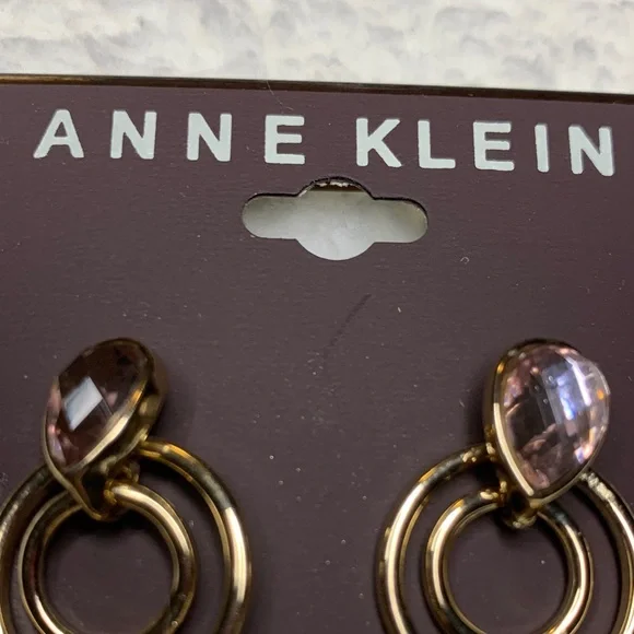 Anne Klein Gold Tone and Purple Tone Earrings - Picture 3 of 5